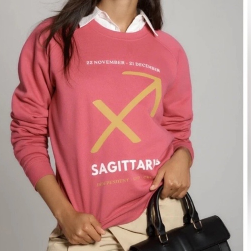 Anthropologie The Zodiac Sweatshirt Sagittarius Pink Sweater